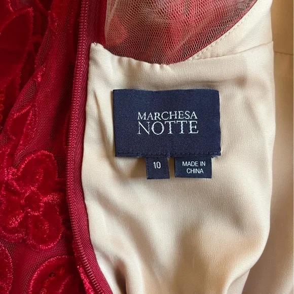 Marchesa Notte stunning red velvet and sequin dress